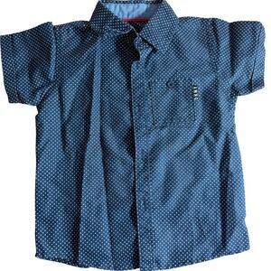 DKNY Boys Button‎ Down Shirt Polka Dot Short Sleeve Casual Top Size 24